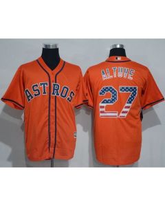 Astros #27 Jose Altuve Orange USA Flag Fashion Stitched MLB Jersey