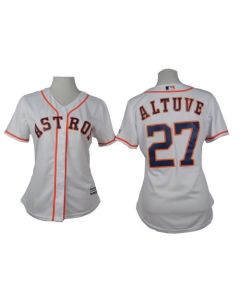 Astros #27 Jose Altuve White Home Women's Stitched MLB Jersey