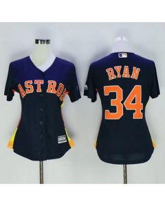 Astros #34 Nolan Ryan Navy Blue Women's Alternate Stitched MLB Jersey