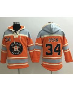 Astros #34 Nolan Ryan Orange Sawyer Hooded Sweatshirt MLB Hoodie