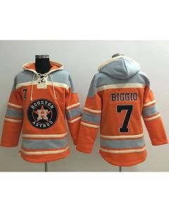 Astros #7 Craig Biggio Orange Sawyer Hooded Sweatshirt MLB Hoodie