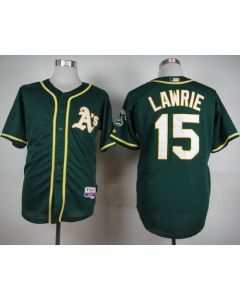 Athletics #15 Brett Lawrie Green Cool Base Stitched MLB Jersey