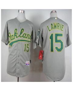 Athletics #15 Brett Lawrie Grey Cool Base Stitched MLB Jersey