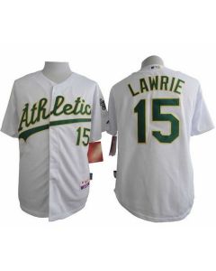 Athletics #15 Brett Lawrie White Cool Base Stitched MLB Jersey