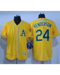 Athletics #24 Rickey Henderson Gold Flexbase Authentic Collection Stitched MLB Jersey