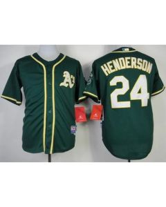 Athletics #24 Rickey Henderson Green Cool Base Stitched MLB Jersey