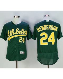 Athletics #24 Rickey Henderson Green Flexbase Authentic Collection Cooperstown Stitched MLB Jersey