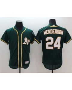 Athletics #24 Rickey Henderson Green Flexbase Authentic Collection Stitched MLB Jersey