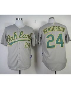 Athletics #24 Rickey Henderson Grey Cool Base Stitched MLB Jersey
