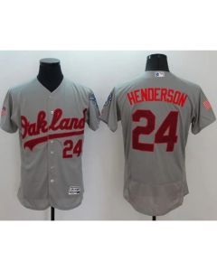 Athletics #24 Rickey Henderson Grey Fashion Stars & Stripes Flexbase Authentic Stitched MLB Jersey