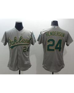 Athletics #24 Rickey Henderson Grey Flexbase Authentic Collection Stitched MLB Jersey