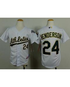 Athletics #24 Rickey Henderson White Cool Base Stitched Youth MLB Jersey