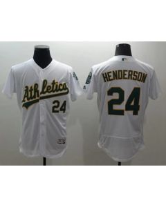 Athletics #24 Rickey Henderson White Flexbase Authentic Collection Stitched MLB Jersey