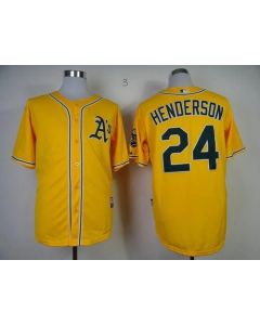 Athletics #24 Rickey Henderson Yellow Cool Base Stitched MLB Jersey