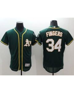 Athletics #34 Rollie Fingers Green Flexbase Authentic Collection Stitched MLB Jersey