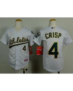 Athletics #4 Coco Crisp White Cool Base Stitched Youth MLB Jersey
