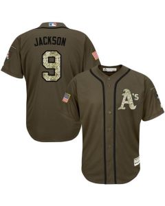 Athletics #9 Reggie Jackson Green Salute to Service Stitched Youth MLB Jersey