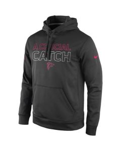 Atlanta Falcons Breast Cancer Awareness KO Pullover Performance Hoodie Charcoal