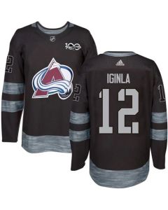 Avalanche #12 Jarome Iginla Black 1917-2017 100th Anniversary Stitched NHL Jersey