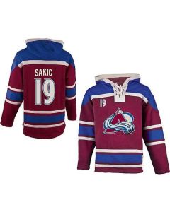 Avalanche #19 Joe Sakic Red Sawyer Hooded Sweatshirt Stitched NHL Jersey