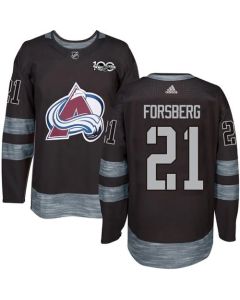 Avalanche #21 Peter Forsberg Black 1917-2017 100th Anniversary Stitched NHL Jersey