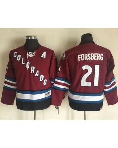 Avalanche #21 Peter Forsberg Red CCM Throwback Stitched Youth NHL Jersey