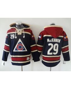 Avalanche #29 Nathan MacKinnon Navy Blue Sawyer Hooded Sweatshirt Stitched NHL Jersey