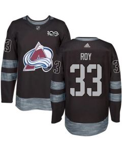 Avalanche #33 Patrick Roy Black 1917-2017 100th Anniversary Stitched NHL Jersey