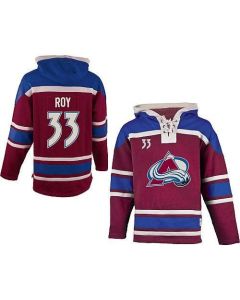 Avalanche #33 Patrick Roy Red Sawyer Hooded Sweatshirt Stitched NHL Jersey