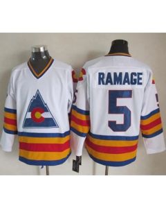 Avalanche #5 Rob Ramage White CCM Throwback Stitched NHL Jersey