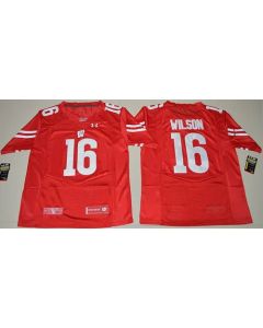 Badgers #16 Russell Wilson Red Under Armour Stitched NCAA Jersey