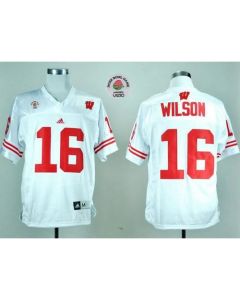 Badgers #16 Russell Wilson White Rose Bowl Game Stitched NCAA Jersey
