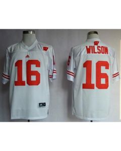 Badgers #16 Russell Wilson White Stitched NCAA Jersey