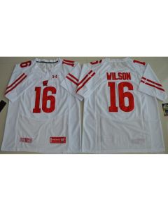 Badgers #16 Russell Wilson White Under Armour Stitched NCAA Jersey