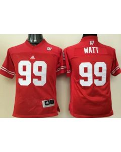 Badgers #99 J.J. Watt Red Stitched Youth NCAA Jersey