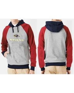 Baltimore Ravens Authentic Logo Pullover Hoodie Grey & Red