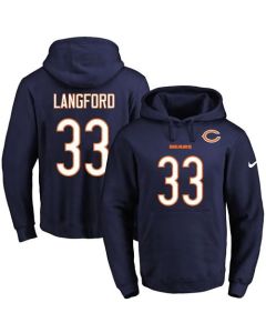 Bears #33 Jeremy Langford Navy Blue Name & Number Pullover NFL Hoodie