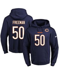 Bears #50 Jerrell Freeman Navy Blue Name & Number Pullover NFL Hoodie