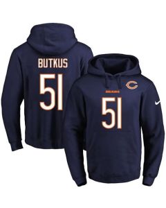 Bears #51 Dick Butkus Navy Blue Name & Number Pullover NFL Hoodie