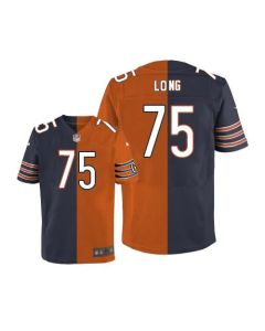 Bears #75 Kyle Long Navy Blue/Orange Men's Stitched NFL Elite Split Jersey