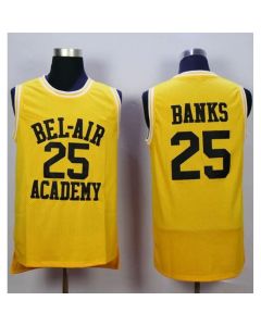 Bel-Air Academy #25 Banks Gold Stitched Basketball Jersey