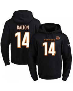 Bengals #14 Andy Dalton Black Name & Number Pullover NFL Hoodie