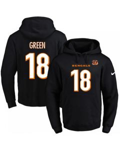 Bengals #18 A.J. Green Black Name & Number Pullover NFL Hoodie
