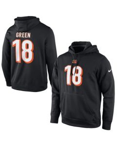 Bengals #18 A.J. Green Black Player Pullover Performance NFL Hoodie