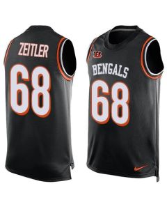 Bengals #68 Kevin Zeitler Black Team Color Men's Stitched NFL Limited Tank Top Jersey