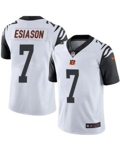 Bengals #7 Boomer Esiason White Men's Stitched NFL Limited Rush Jersey