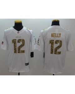 Bills #12 Jim Kelly White Men's Stitched NFL Limited Salute To Service Jersey