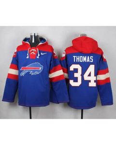 Bills #34 Thurman Thomas Royal Blue Player Pullover NFL Hoodie