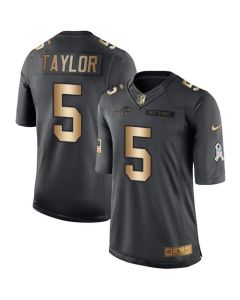 Bills #5 Tyrod Taylor Black Men's Stitched NFL Limited Gold Salute To Service Jersey