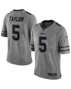 Bills #5 Tyrod Taylor Gray Men's Stitched NFL Limited Gridiron Gray Jersey